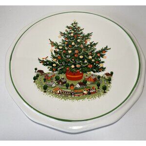 Pfaltzgraff Christmas Heritage Tree 8 1/2 Inch Trivet White Round Cheese Tray